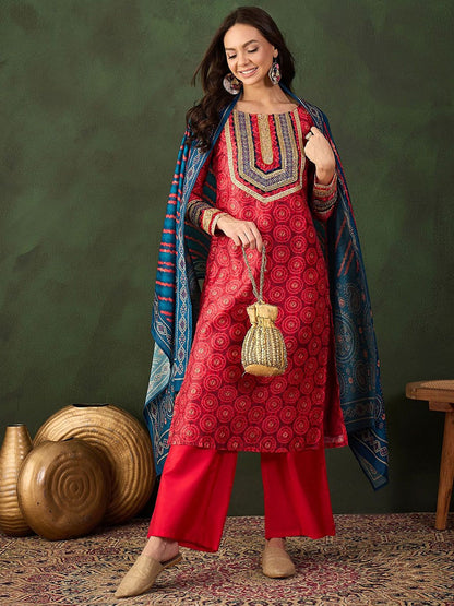 Dhiyona SN Embroidered Kurta & Palazzo With Dupatta