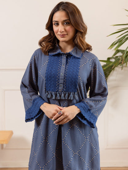 Geometric Printed Straight Kurta with Harem Pants