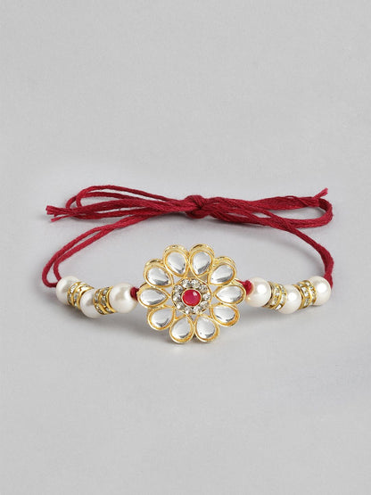 Dhiyona Unisex Set of 2 Beaded Bhai Bhabhi Rakhis With Roli & Chawal