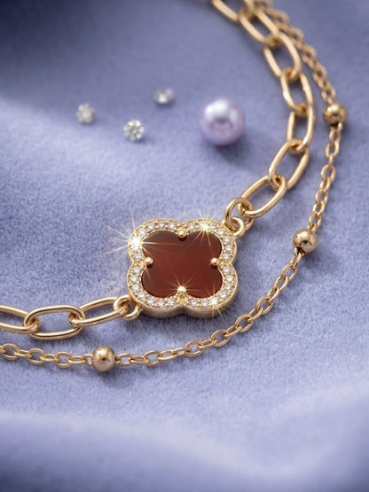 Dhiyona Women Artrificial Stones Gold Plated Rakhi With Roli Chawal Chandan Mishri