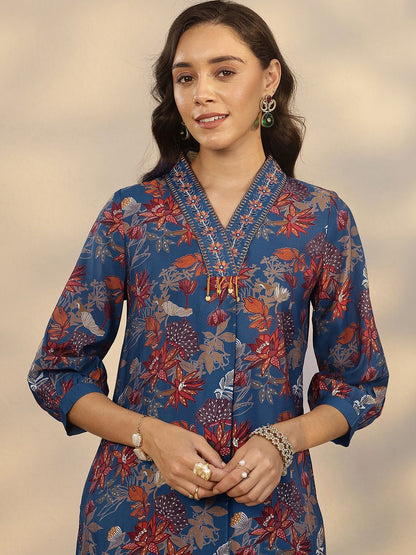 Women Floral Printed Regular Kurta with Trousers & With Dupatta