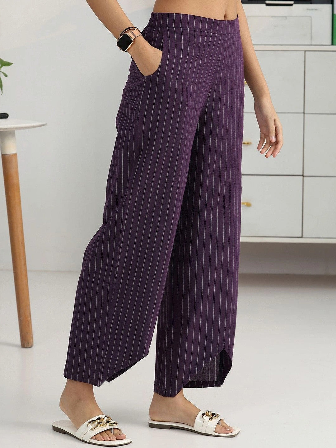 Women Striped Regular Kurta with Palazzos