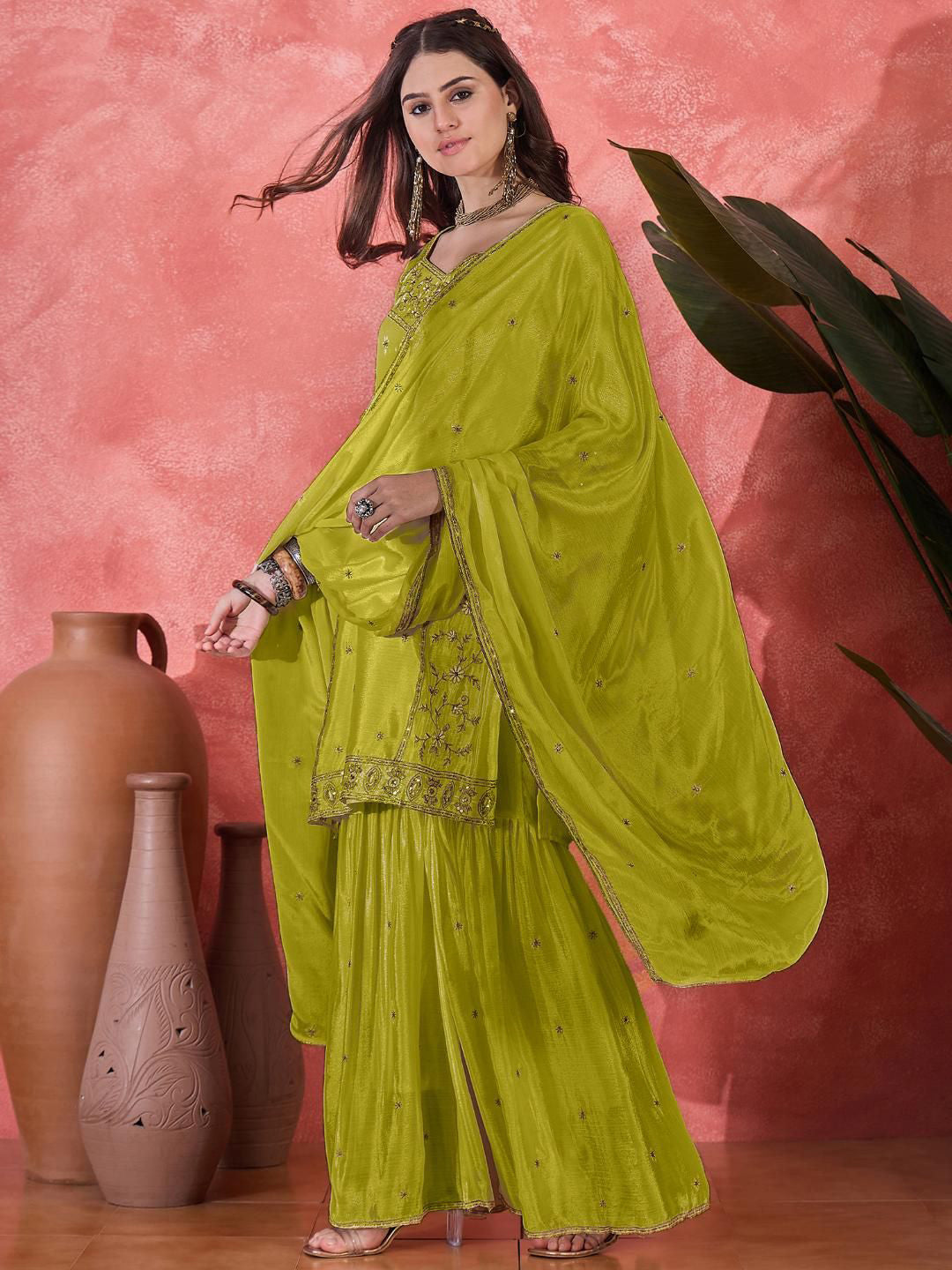 Women Ethnic Motifs Embroidered Kurta with Palazzo & Dupatta