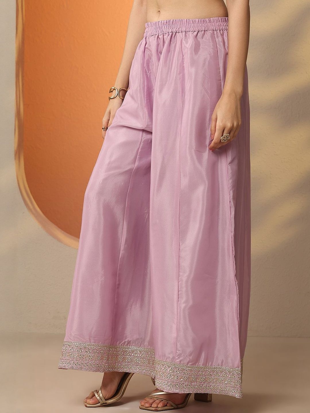 Dhiyona LL Ethnic Motifs Embroidered Organza Straight Kurta With Palazzos & Dupatta