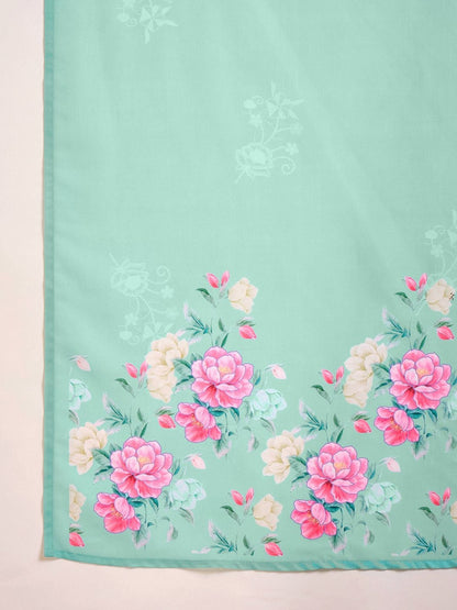 Sequence Thread Embroidered Round Neck Kurta & Trousers with Dupatta Set