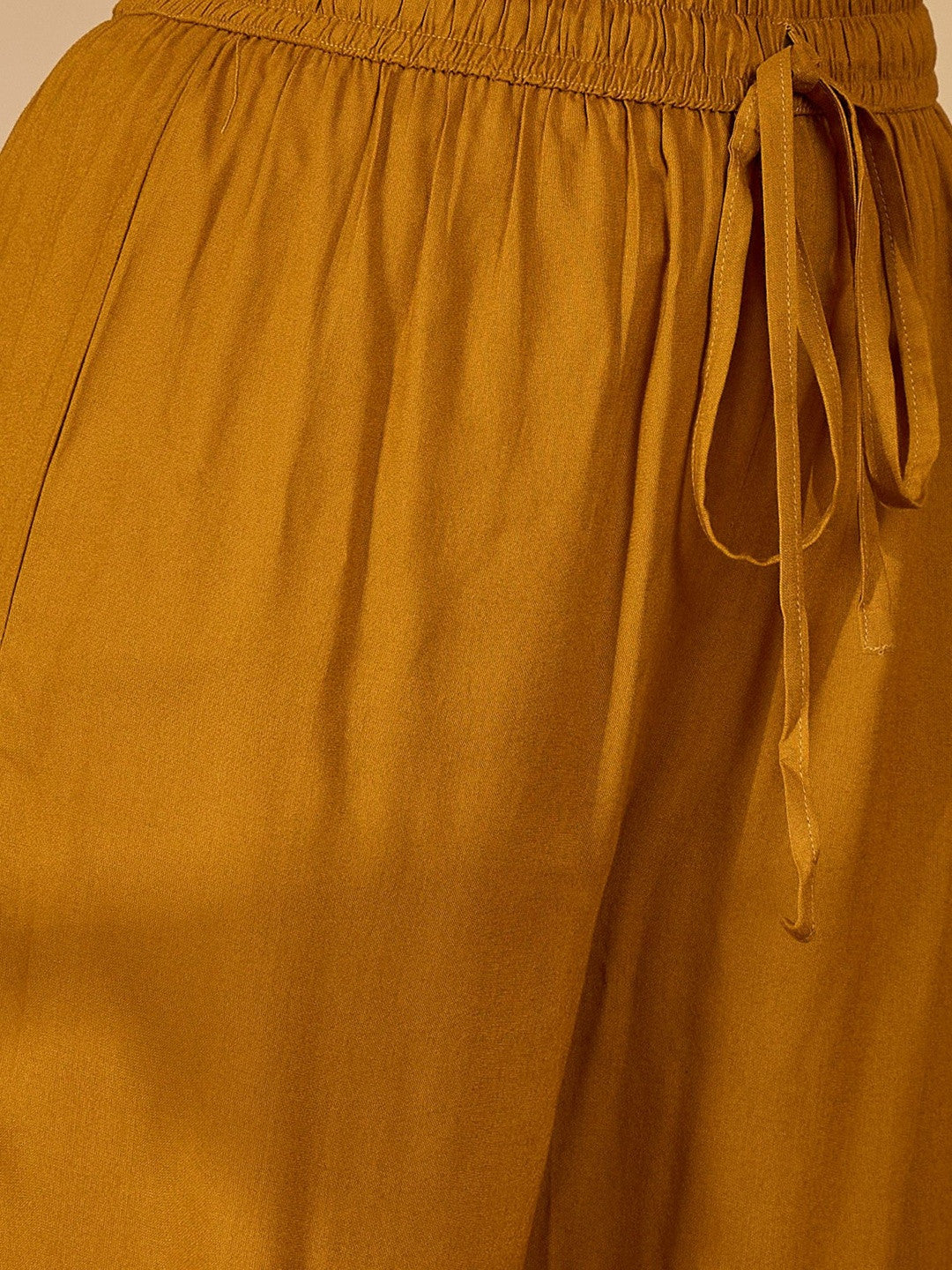 V-Neck Calf Length Kurta & Palazzos With Dupatta