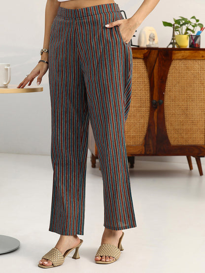 Women Ethnic Motifs Printed Regular Cotton Blend Kurta with Trousers & With Dupatta