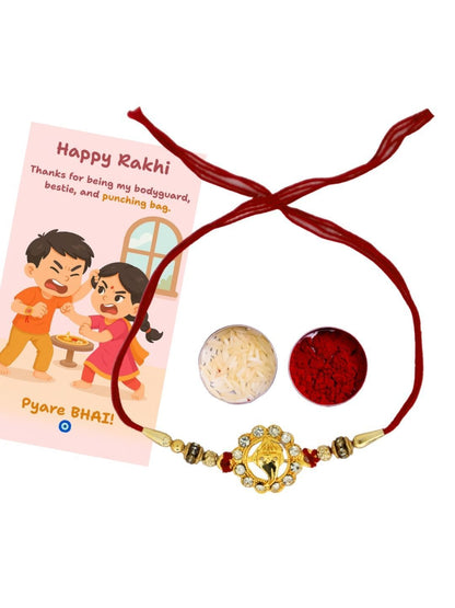 Dhiyona Thread Rakhi Greeting Card & Roli Chawal