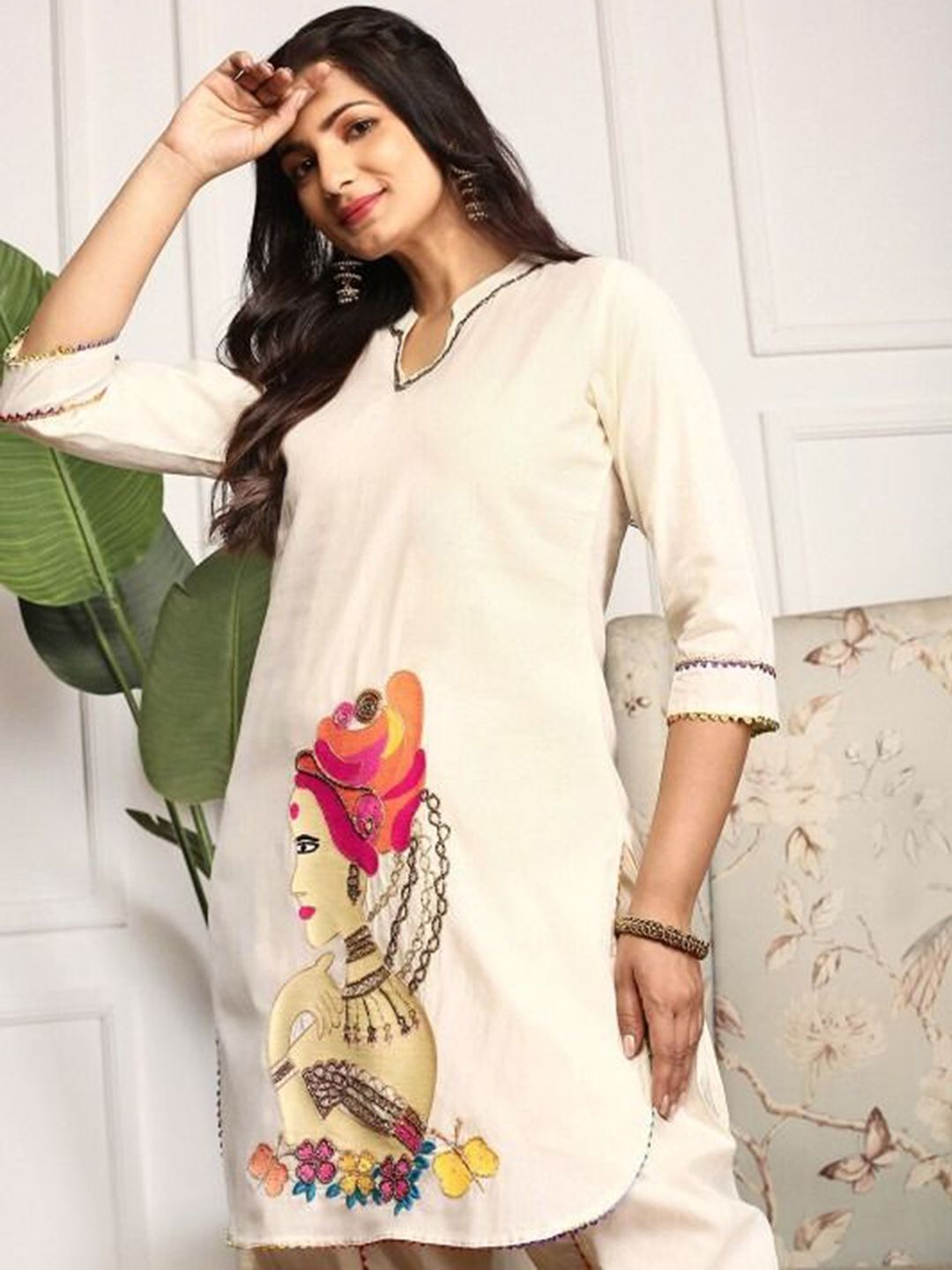 Dhiyona IS Women's Women Printed Pure Cotton Kurta with Dhoti Pants
