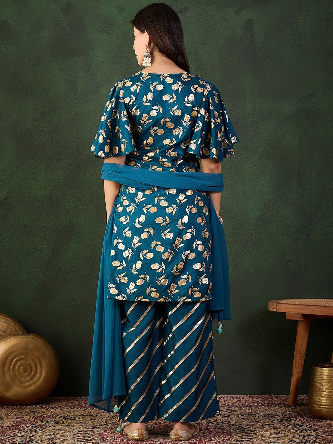 Dhiyona SN Embroidered Kurta & Palazzo With Dupatta