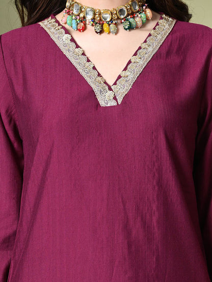 Embroidered Regular Thread Work Kurta with Salwar & With Dupatta