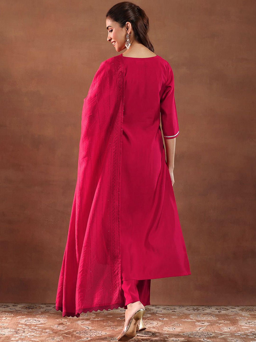 Women Ethnic Motifs Self Design Kurta with Trousers & Dupatta