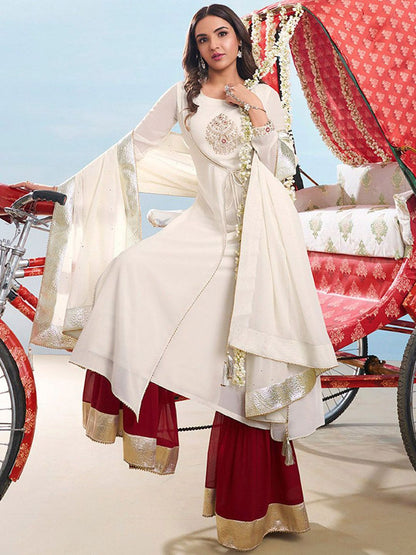Dhiyona IN Women Ethnic Motifs Embroidered Kurta with Palazzo & Dupatta