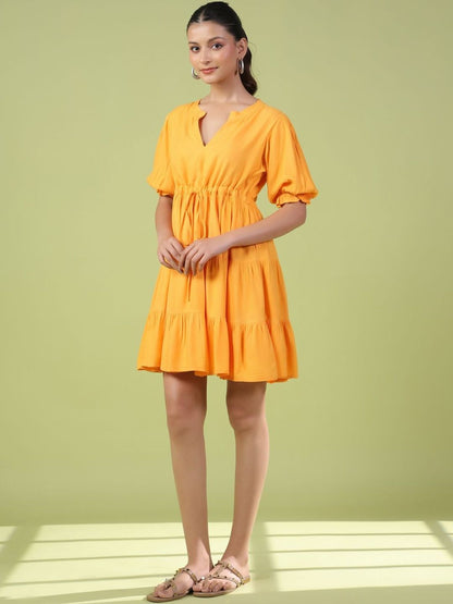 Dhiyona AY Women's Puff Sleeve Fit & Flare Mini Dress