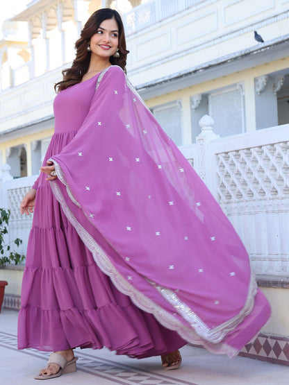 Dhiyona KL Women Layered Kurta with Palazzos & With Dupatta