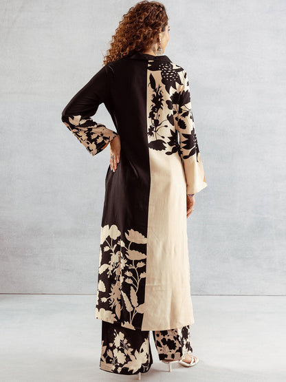 Floral Printed V-Neck Straight Kurta With Palazzos