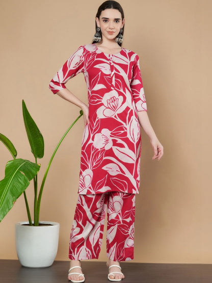 Women Floral Printed Regular Pure Cotton Kurta with Palazzos