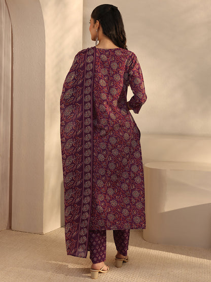 Women Floral Printed Regular Kurta with Trousers & With Dupatta