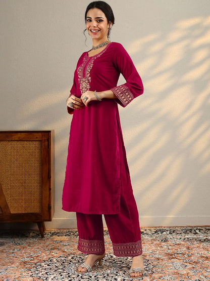 Dhiyona LL Women Ethnic Motifs Embroidered Kurta with Palazzos & Dupatta