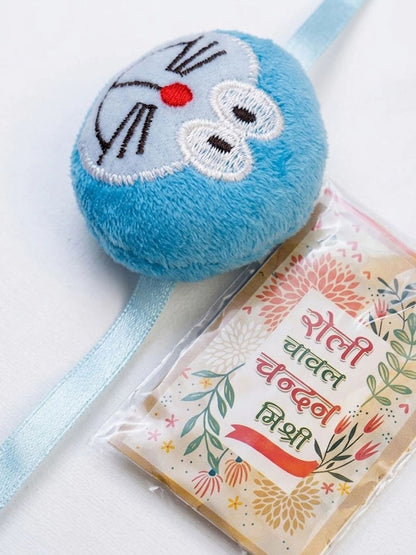 Dhiyona Kids Doremon Design Thread Rakhi With Roli Chawal Chandan Mishri