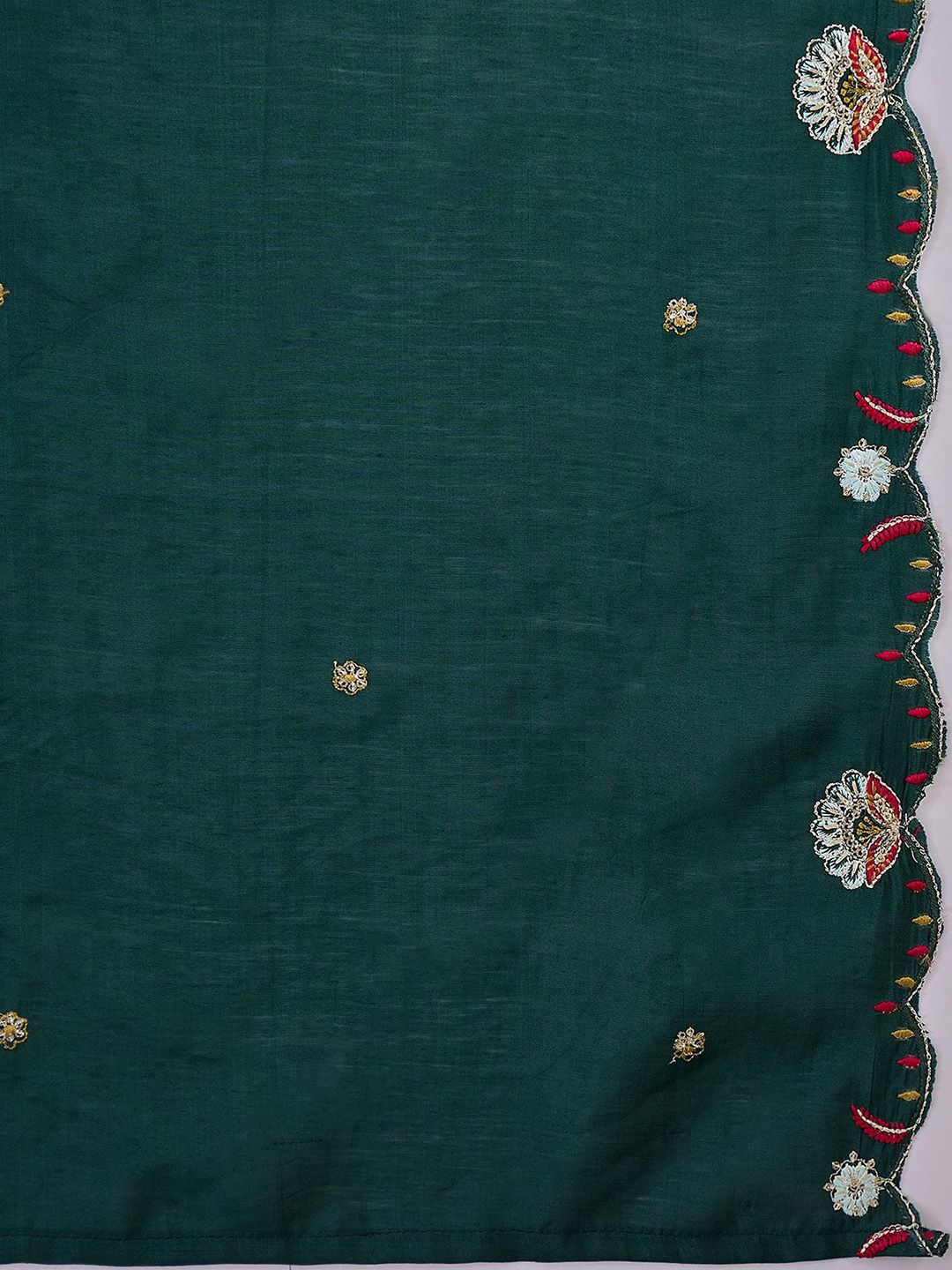 Dhiyona SN Floral Embroidered Thread Work A-Line Kurta & Palazzo With Dupatta