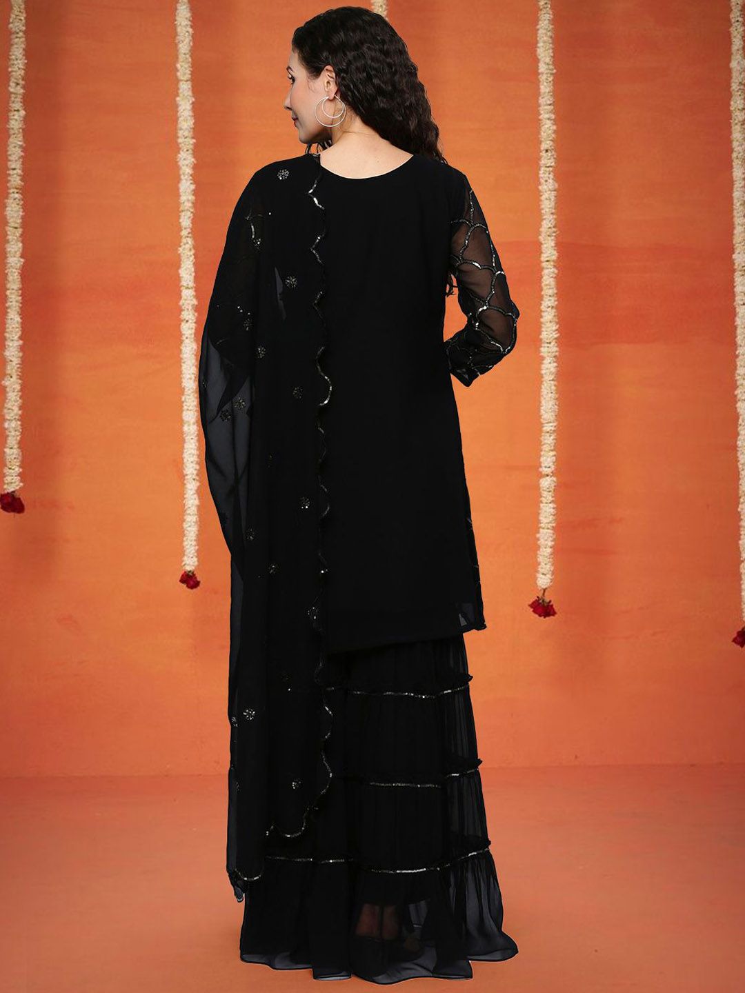 Dhiyona SN Women Sequence Embroidered Kurta & Trousers with Dupatta