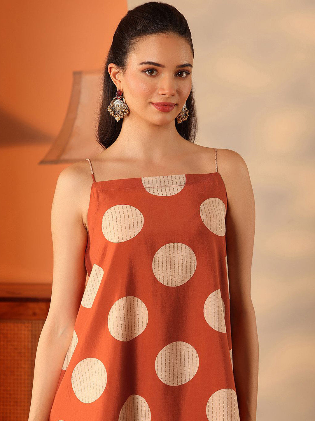 Women Geometric Printed A-Line Kurti with Trousers