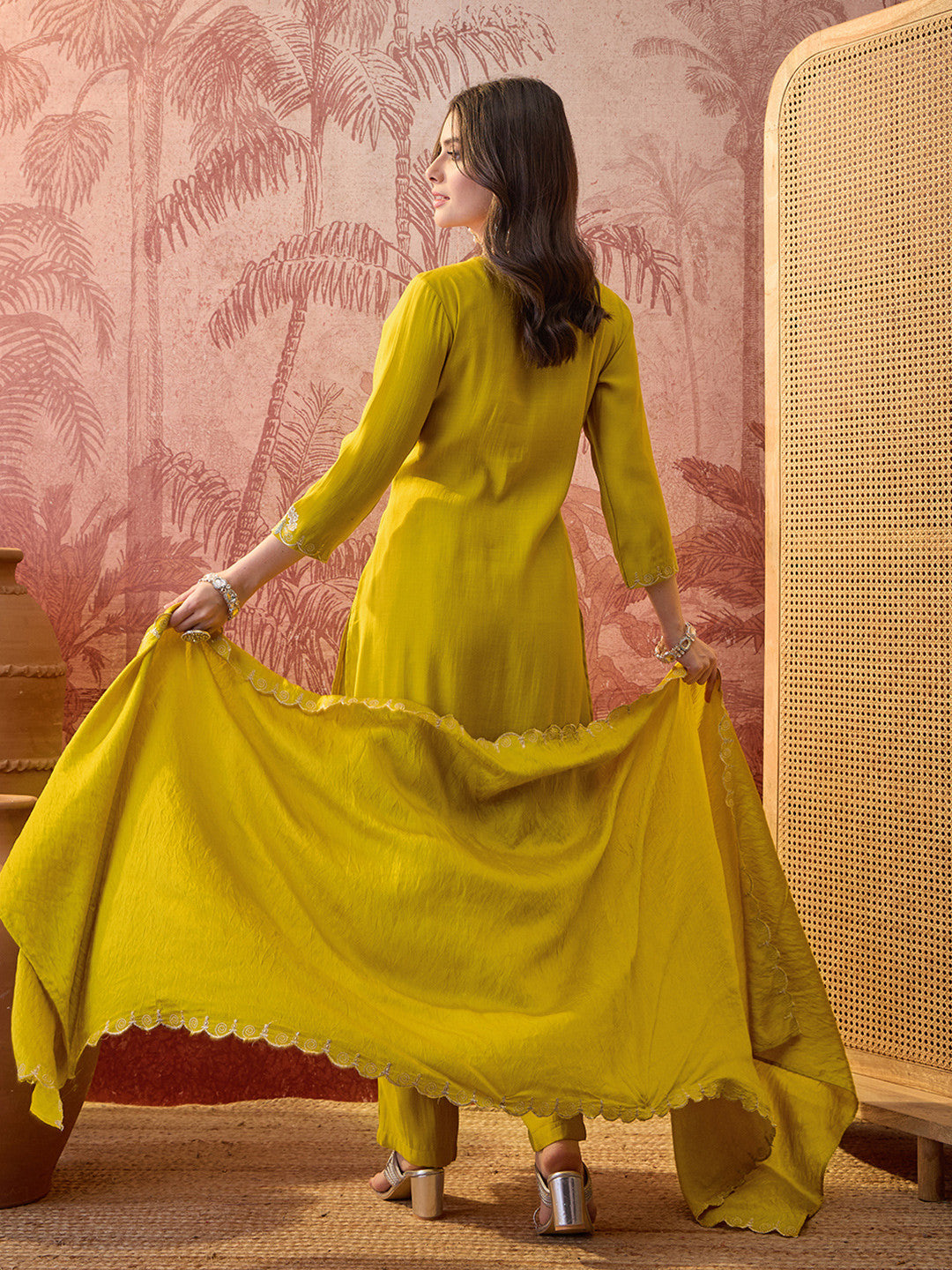 Embroidered & Zari-Detailed A-Line Kurta Sets With Dupatta