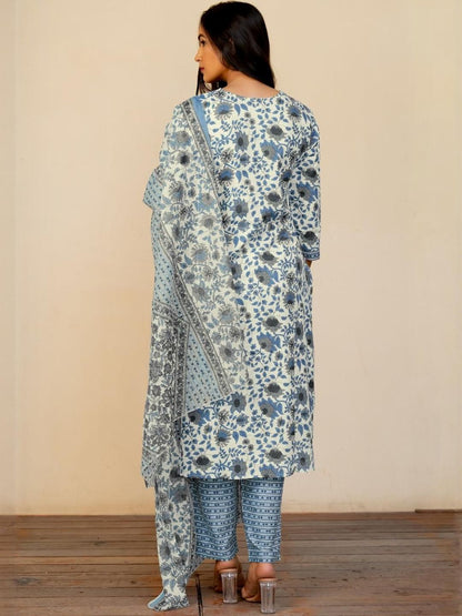 Dhiyona KL Women Blue Pure Cotton Kurta Sets