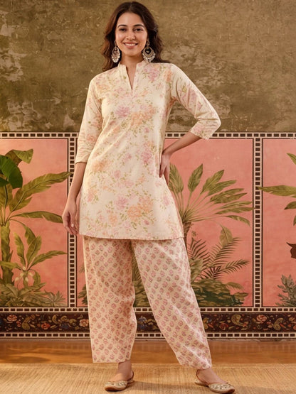 Women Cotton Printed Straight Farshi Salwar Suit Set