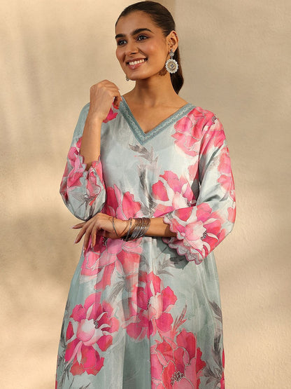 Women Floral Printed Regular Kurta with Trousers