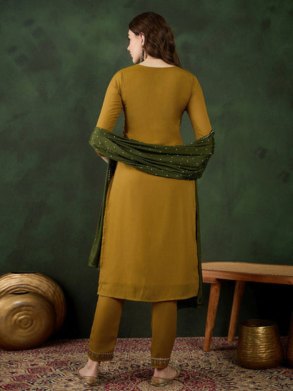 Zari Sequence Embroidered With Gotapatti Kurta With Trouser Kurta Set