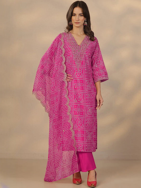 Women Ethnic Motifs Printed Regular Thread Work Kurta with Trousers & With Dupatta