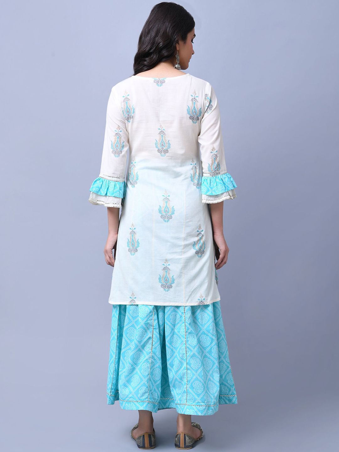 Dhiyona AN Ethnic Motifs Printed Gotta Patti Regular Straight Kurta With Sharara