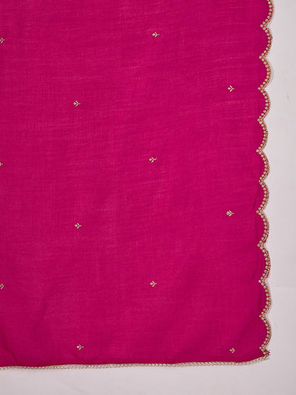 Dhiyona SN Women Embroidered Round Neck Straight Kurta & Palazzos With Dupatta