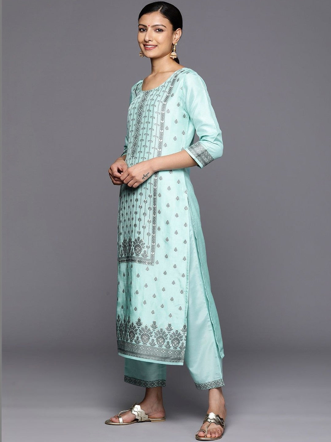 Women Ethnic Motifs Printed Regular Kurta with Trousers & With Dupatta
