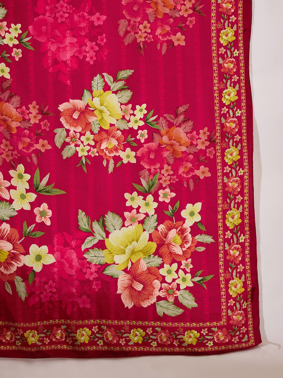 Women Floral Printed Silk Kurta with Trousers & Dupatta
