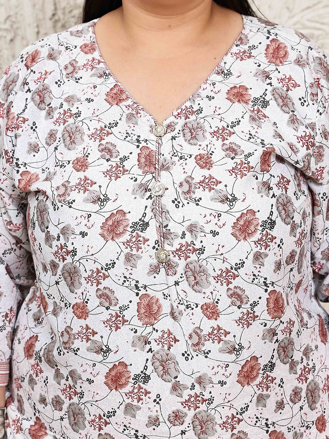 Dhiyona KL Women Plus Size Floral Printed Kurta with Palazzos & Dupatta