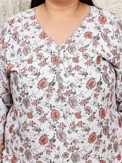Dhiyona KL Women Plus Size Floral Printed Kurta with Palazzos & Dupatta