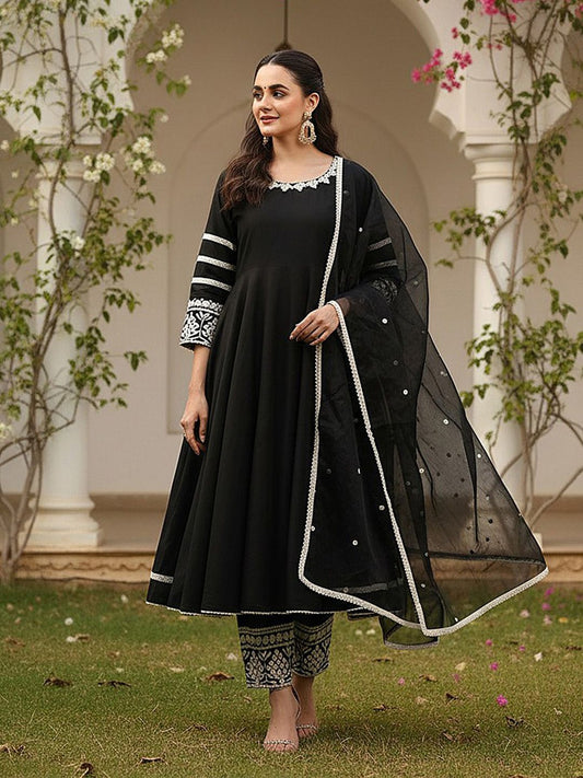 Dhiyona KL Women Regular Thread Work Kurta with Palazzos & With Dupatta