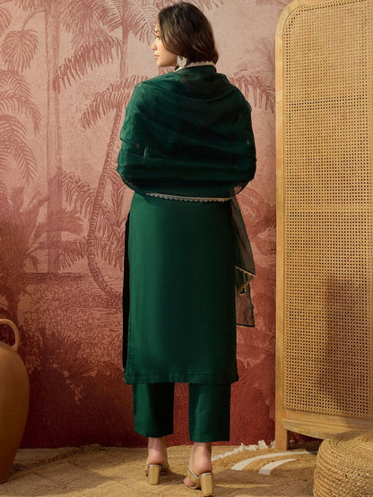 Embroidered Round Neck Kurta & Trousers Kurta Set