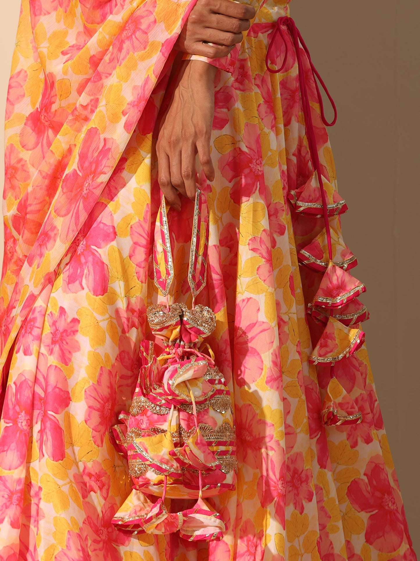 Gul Rangrez Yellow Muslin Silk Lehenga With Chiffon Dupatta Set