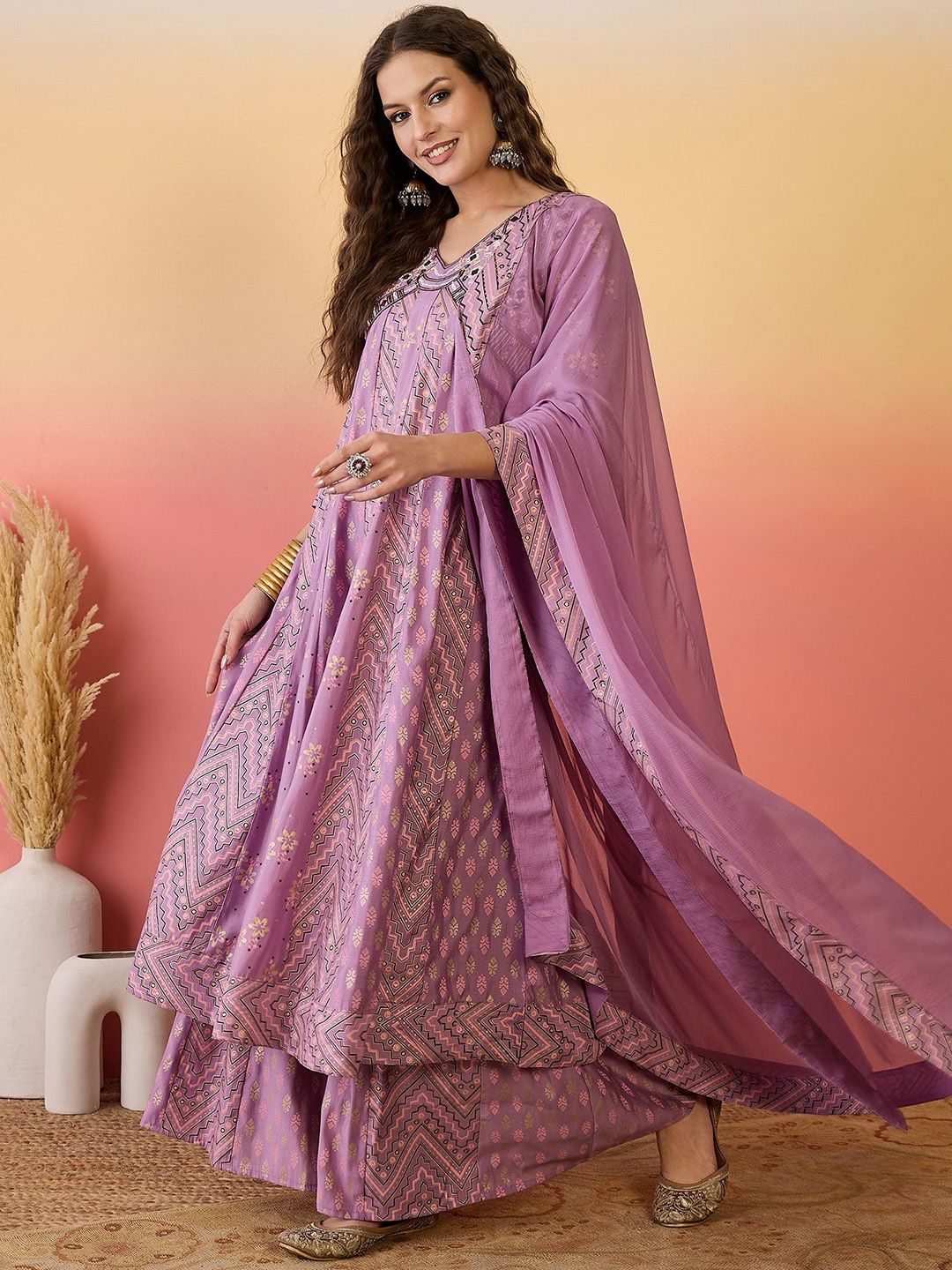 Dhiyona SN Alia Cut Embroidered Kurta & Palazzo With Dupatta