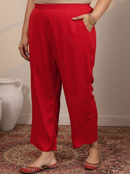 Dhiyona Women's Plus Size Printed Sequinned Straight Kurta With Trousers & Dupatta