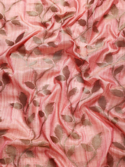Dhiyona GR Women's Rewaa Mauvelous Pink Zari Woven Design Banarasi Pure Cotton Saree