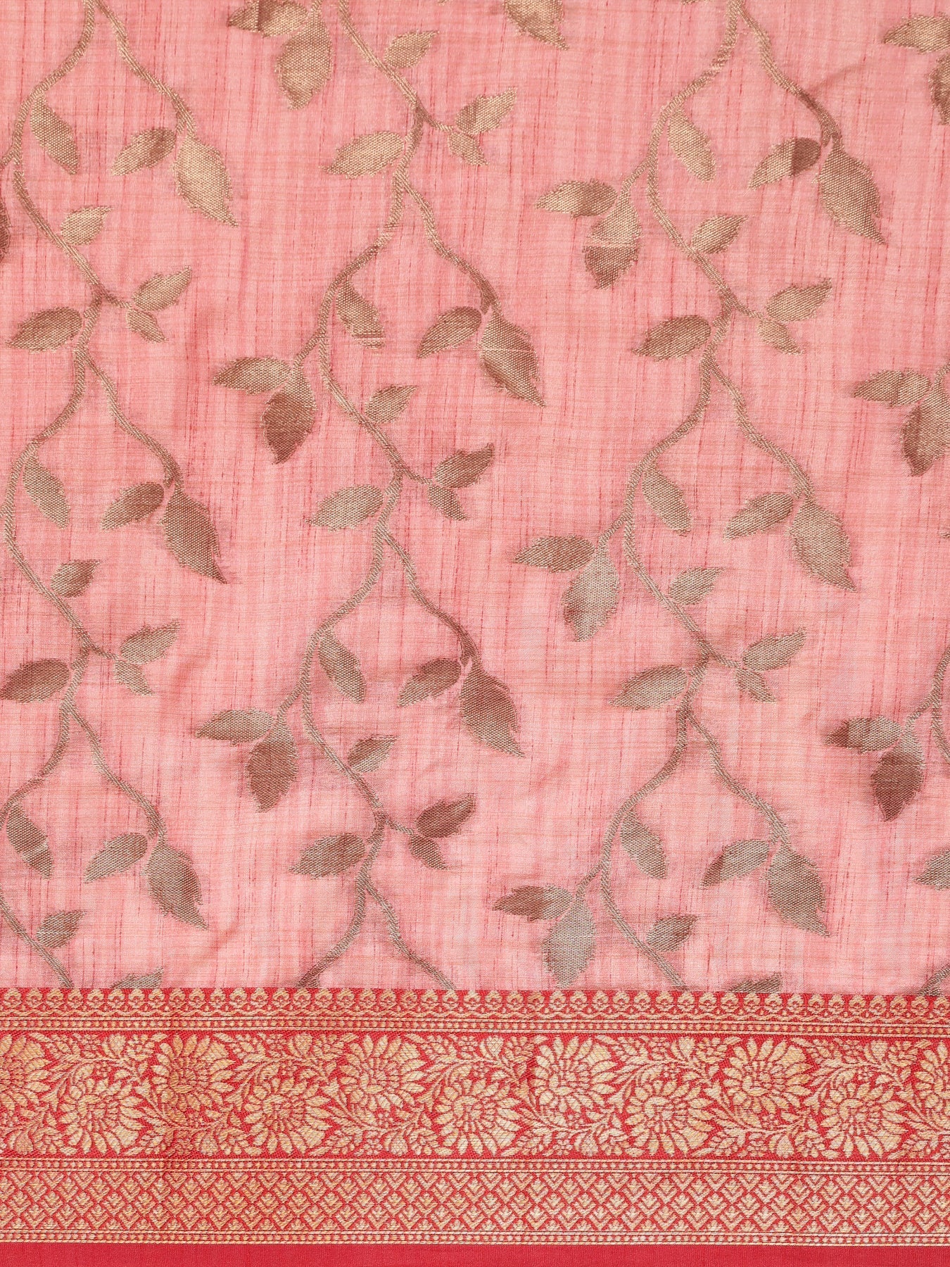 Dhiyona GR Women's Rewaa Mauvelous Pink Zari Woven Design Banarasi Pure Cotton Saree
