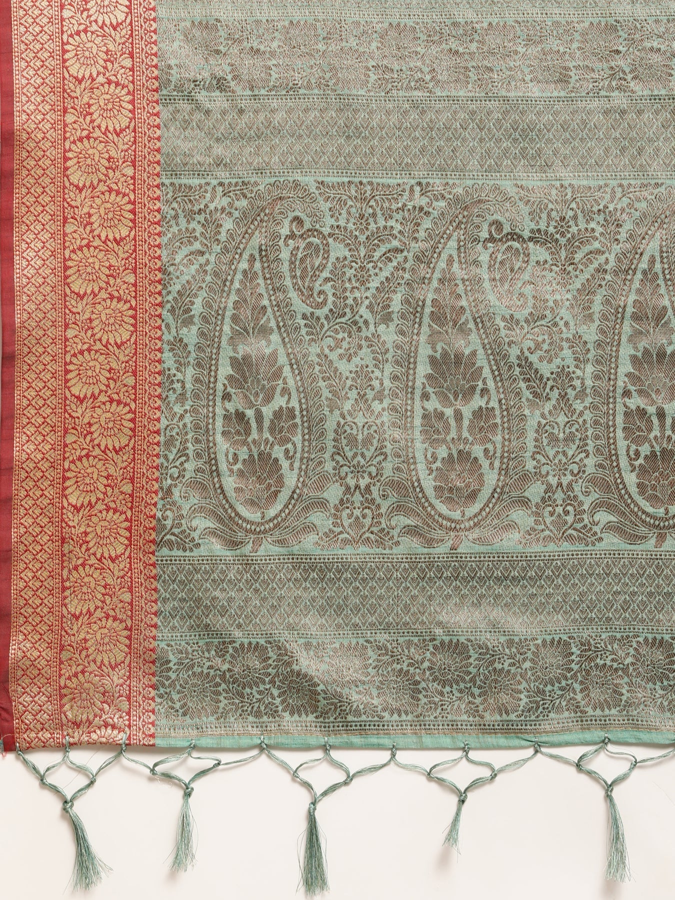 Dhiyona GR Women's Rewaa Tiffany Blue Zari Woven Design Banarasi Pure Cotton Saree