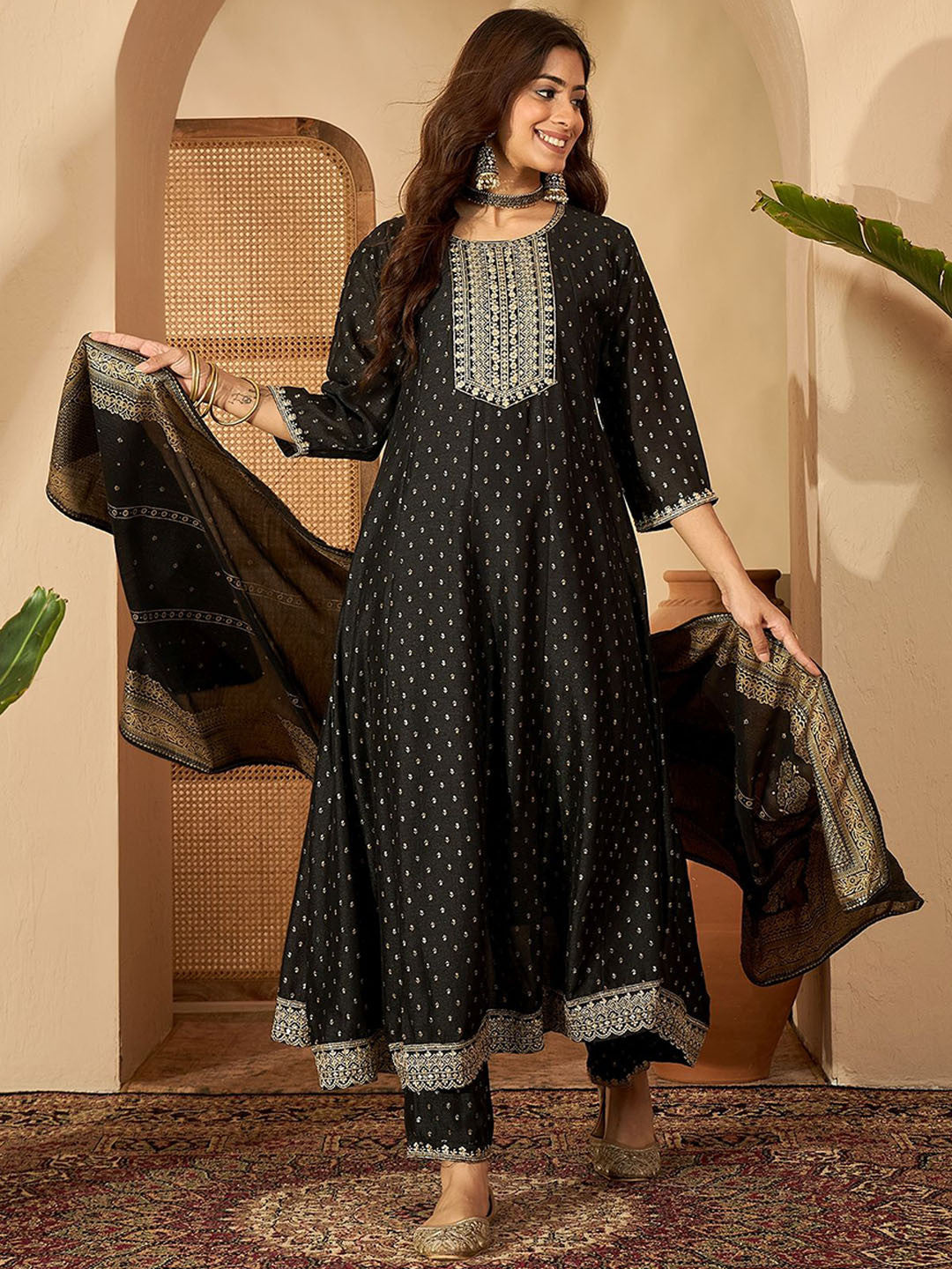 Dhiyona SN Women Ethnic Motifs Printed Kurta with Churidar & Dupatta