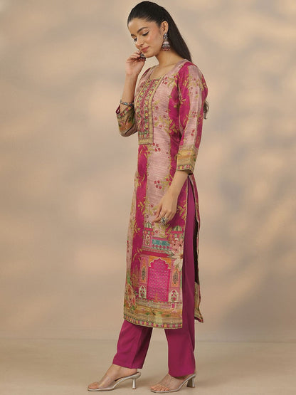 Women Floral Printed Regular Kurta with Trousers & With Dupatta