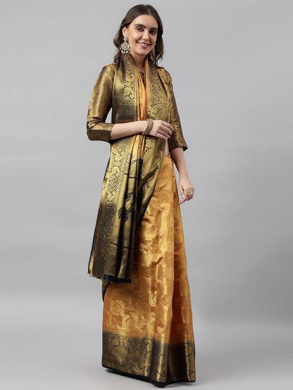 Dhiyona RV Women's Banarasi Silk With Jacquard Print Saree  ( KVD1141 )
